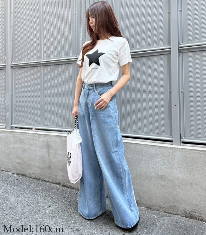 【DESERT ROSE】トラックラインワイドデニムパンツ★☆BDPT-9