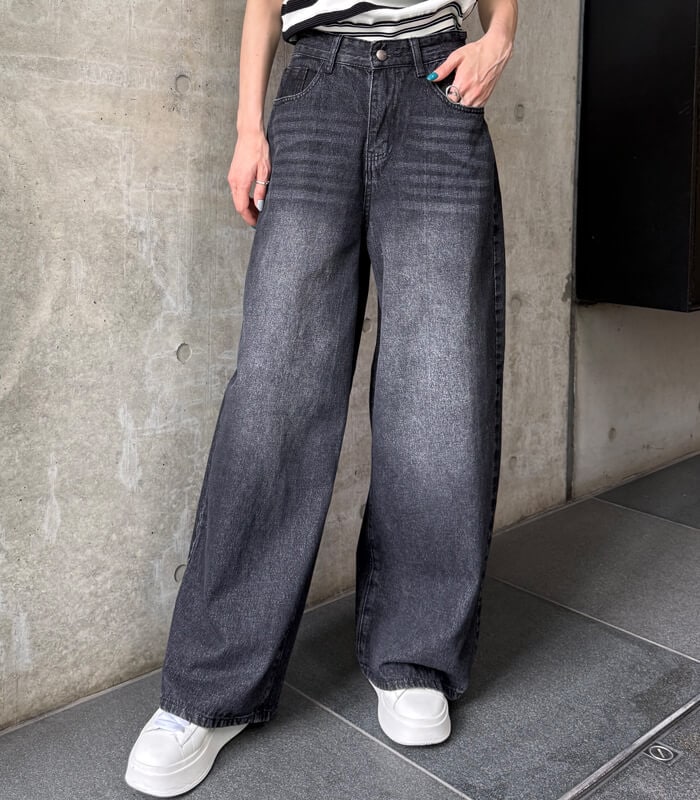 【DESERT ROSE】トラックラインワイドデニムパンツ★☆BDPT-9