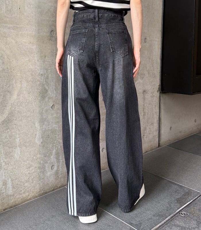 【DESERT ROSE】トラックラインワイドデニムパンツ★☆BDPT-9
