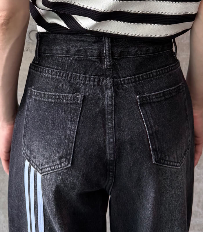 【DESERT ROSE】トラックラインワイドデニムパンツ★☆BDPT-9