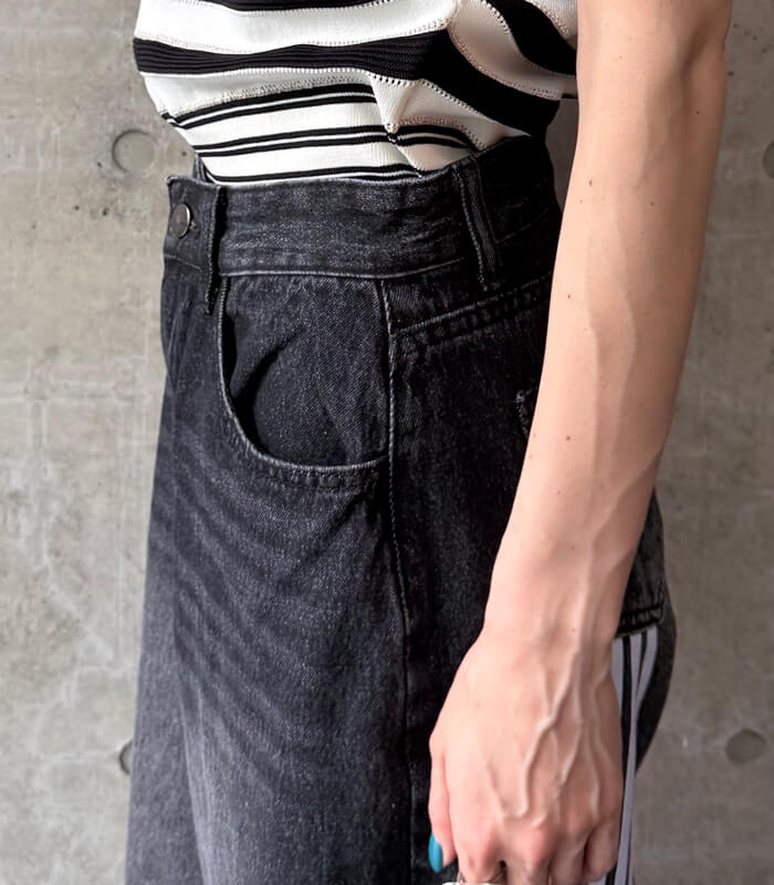 【DESERT ROSE】トラックラインワイドデニムパンツ★☆BDPT-9