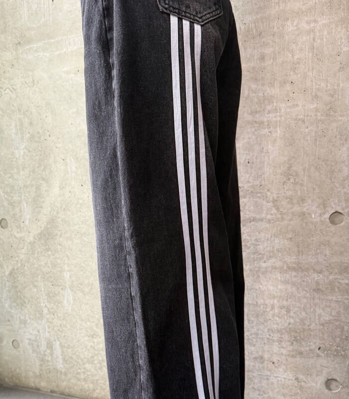 【DESERT ROSE】トラックラインワイドデニムパンツ★☆BDPT-9