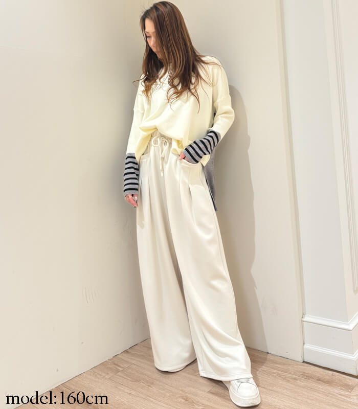 【MoNiLE】配色袖ボーダービッグニット★40251