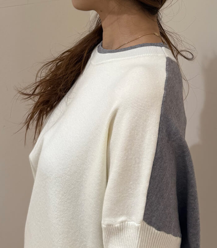 【MoNiLE】配色袖ボーダービッグニット★40251