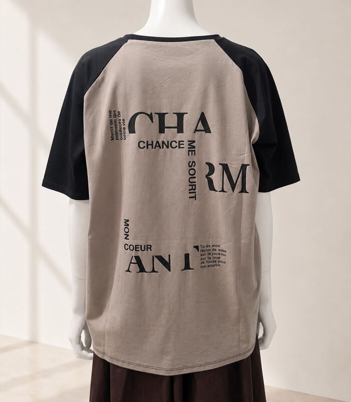 【SALE】【LUGIVA】異素材配色ロゴTシャツ■☆IT202681