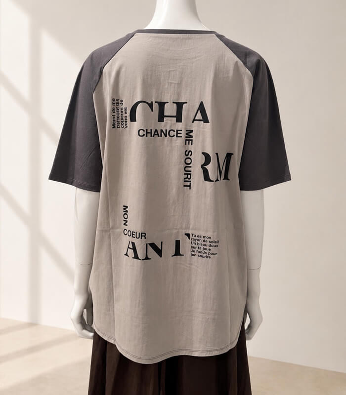 【SALE】【LUGIVA】異素材配色ロゴTシャツ■☆IT202681