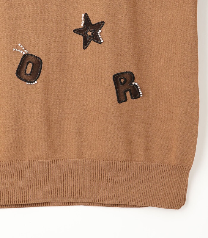 【BEATRICE】“BONJOUR”レタリングチュール刺繍 5分袖プルオーバー★☆E99408