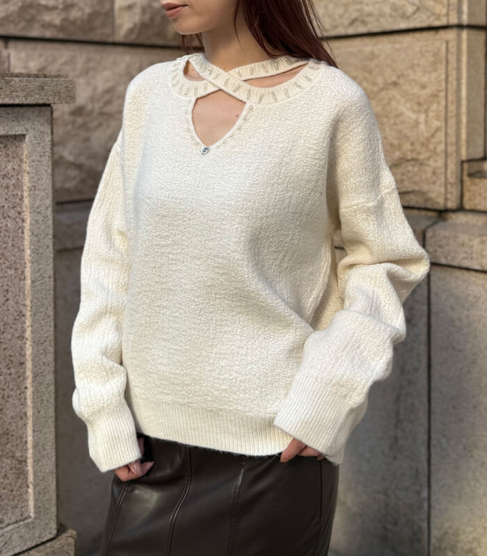 【SALE】【Desert Rose】クロスネックラインプルオーバーニット▼☆BDKT-84