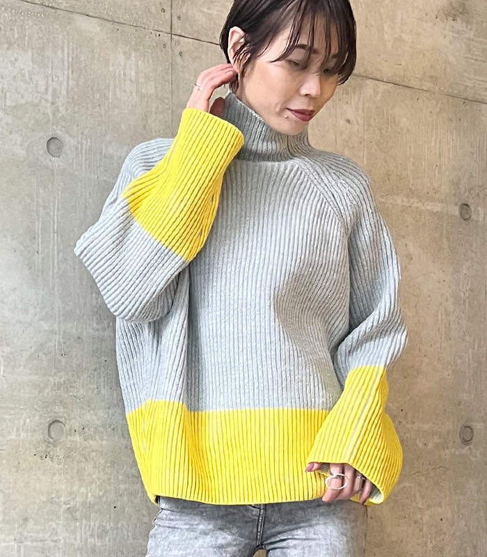 MICALLE MICALLE】バイカラーリブタートルネックニット☆MRH142NBC | WEAR | DESERT ROSE