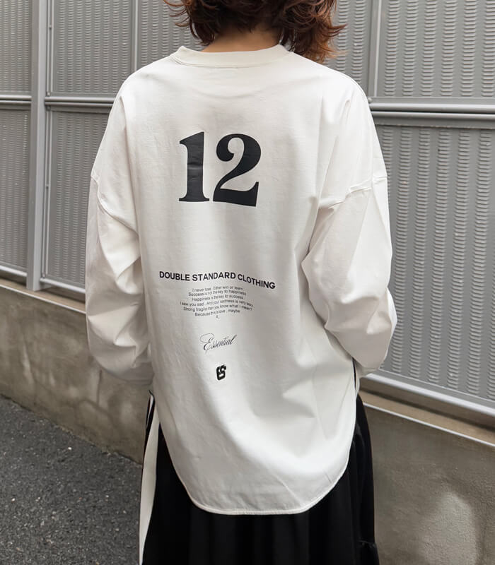 【DOUBLE STANDARD CLOTHING/ESSENTIAL】ハイゲージ バックナンバーロンTシャツ★2508-010-261