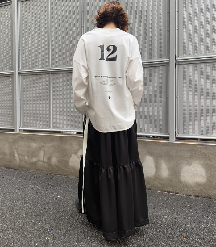 【DOUBLE STANDARD CLOTHING/ESSENTIAL】ハイゲージ バックナンバーロンTシャツ★2508-010-261