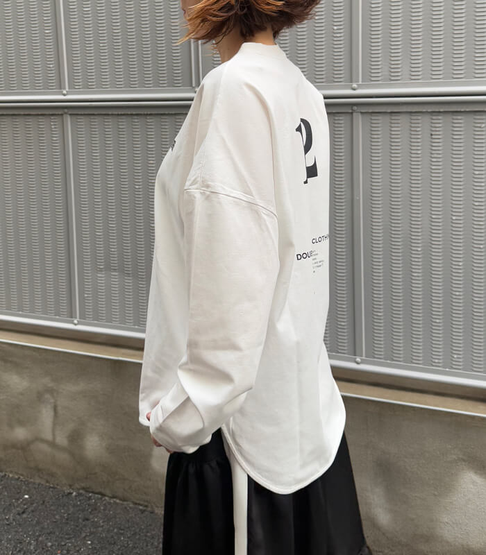 【DOUBLE STANDARD CLOTHING/ESSENTIAL】ハイゲージ バックナンバーロンTシャツ★2508-010-261