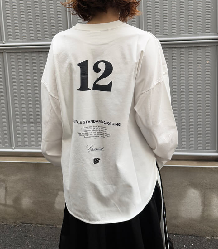 【DOUBLE STANDARD CLOTHING/ESSENTIAL】ハイゲージ バックナンバーロンTシャツ★2508-010-261