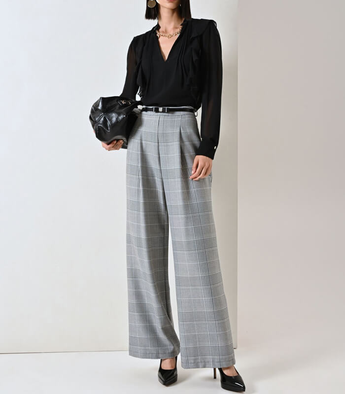 【RINASCIMENTO】チェック柄ワイドパンツ★ITRIN125186