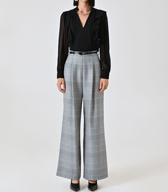 【RINASCIMENTO】チェック柄ワイドパンツ★ITRIN125186