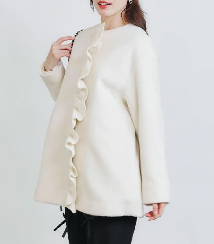 【PICCIN PERLA】フロントフリルショートコート★☆907460