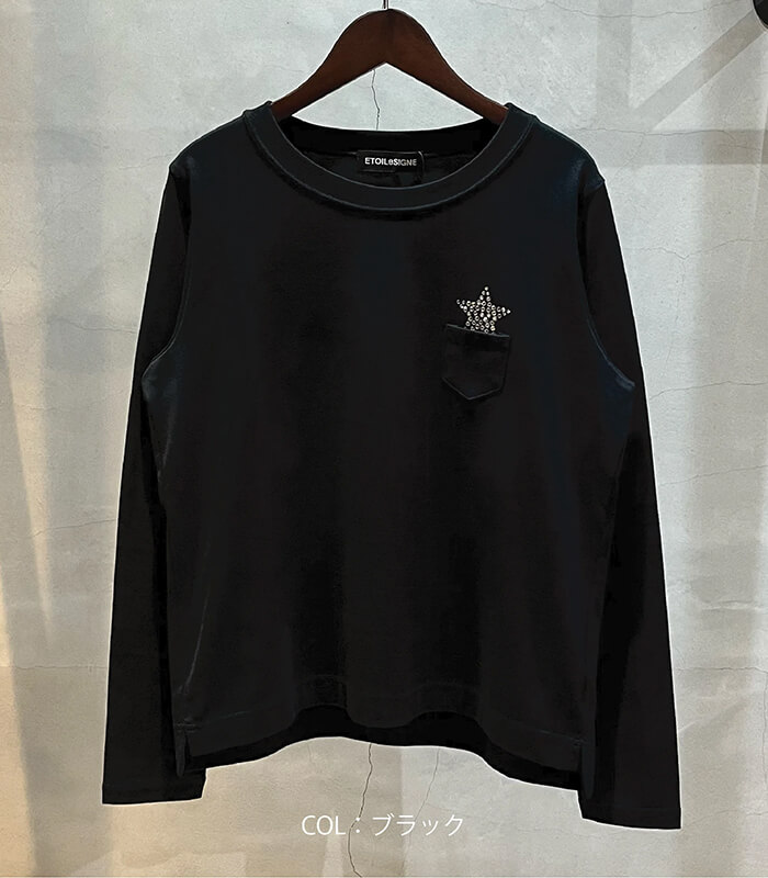 【ETOIL eSIGNE】星クリスタルクルーネックロンTシャツ★☆2407109