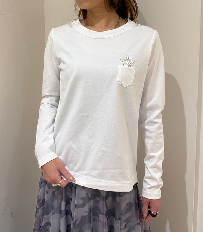 【ETOIL eSIGNE】星クリスタルクルーネックロンTシャツ★☆2407109