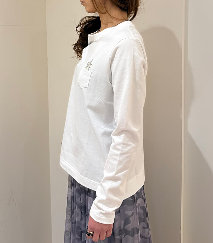【ETOIL eSIGNE】星クリスタルクルーネックロンTシャツ★☆2407109