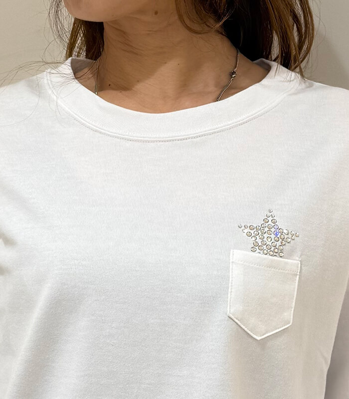 【ETOIL eSIGNE】星クリスタルクルーネックロンTシャツ★☆2407109
