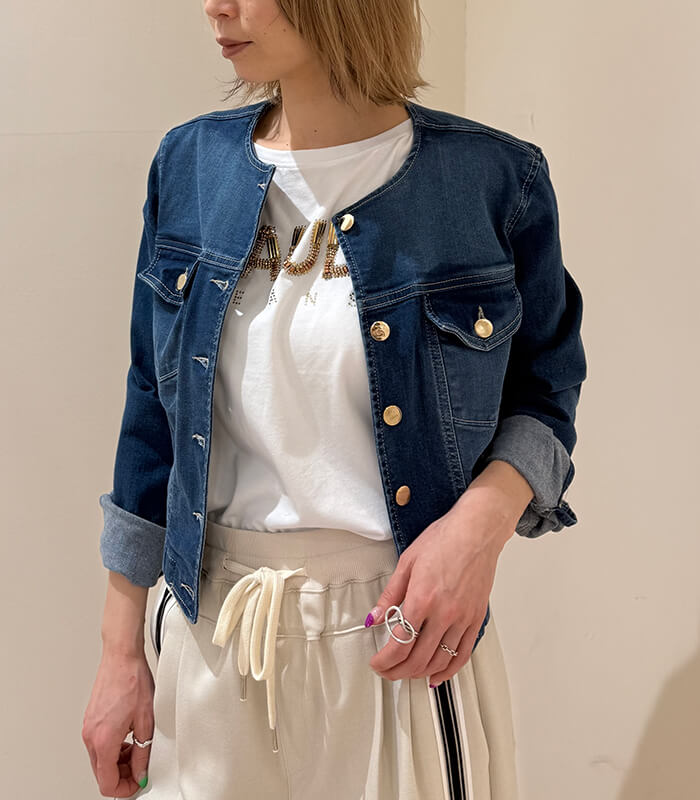 Rinascimento】ノーカラーデニムジャケット☆RIN122541 | WEAR 