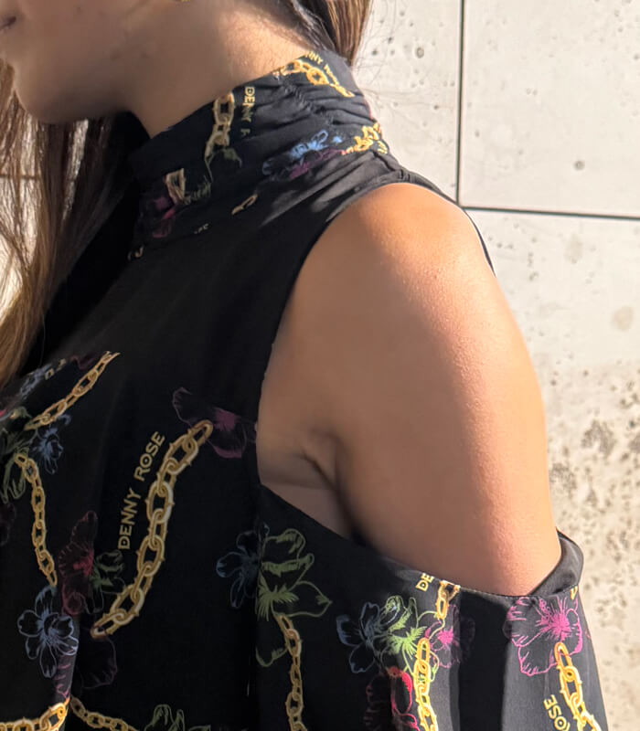 【DENNY ROSE】チェーン×フラワープリントティアードブラウス★IT521DD45010