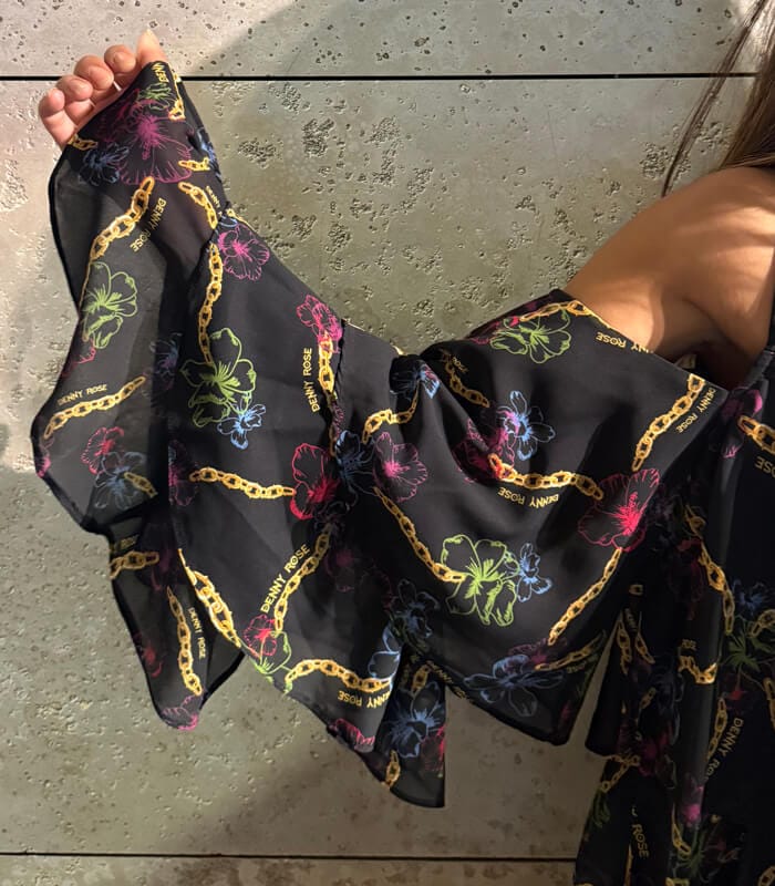 【DENNY ROSE】チェーン×フラワープリントティアードブラウス★IT521DD45010