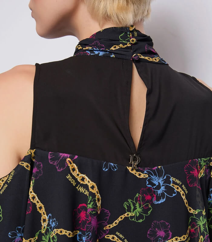 【DENNY ROSE】チェーン×フラワープリントティアードブラウス★IT521DD45010