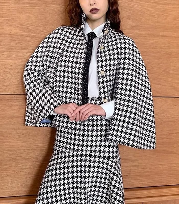 【Adonisis】千鳥格子ツィードケープコート★☆S25302