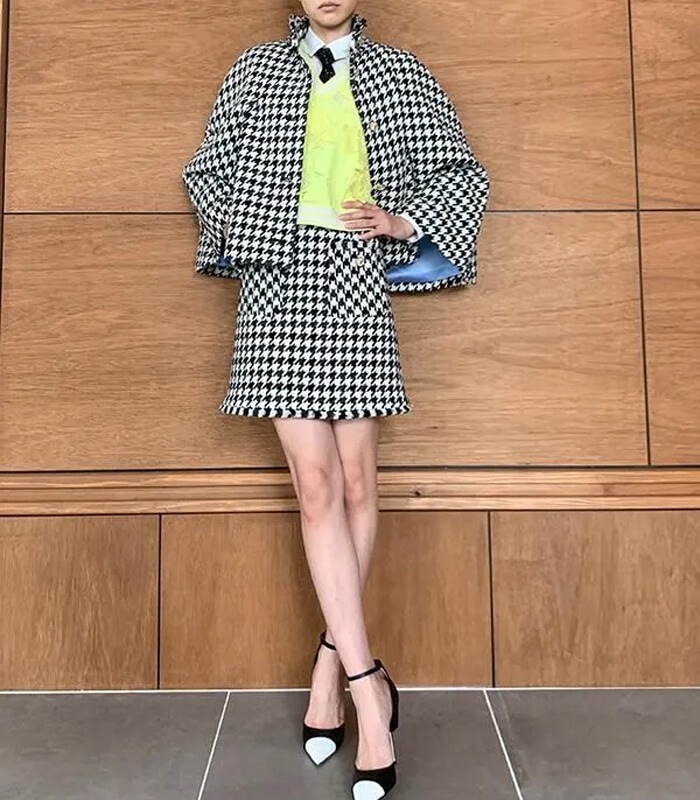 【Adonisis】千鳥格子ツィードケープコート★☆S25302