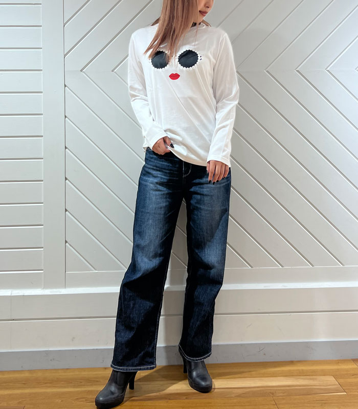 【a-jolie】パールサングラスプリントロングTシャツ★☆AJ-180533