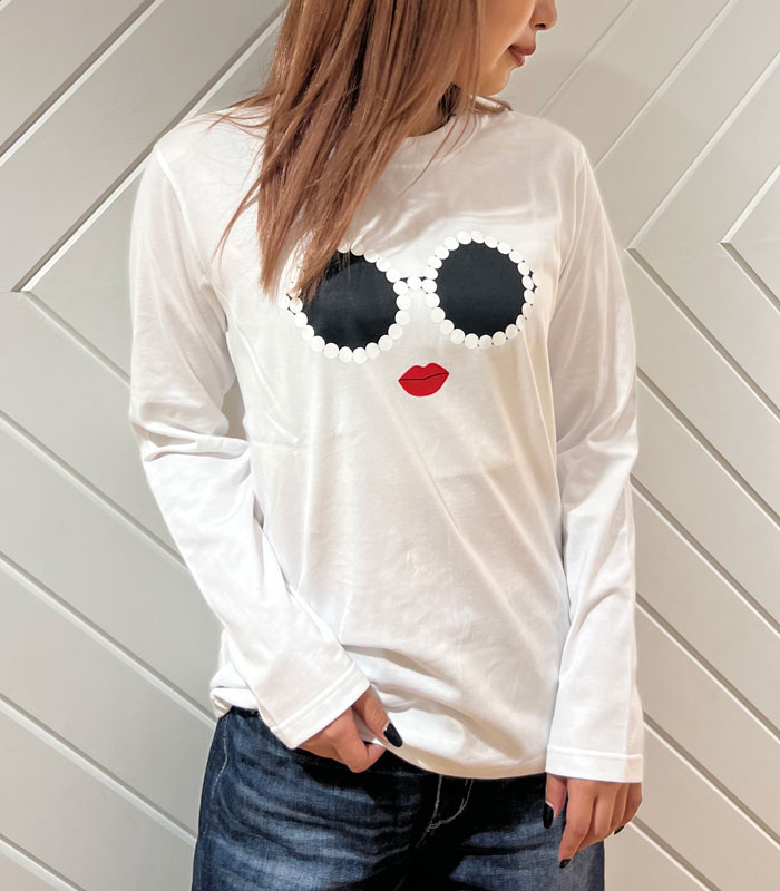 【a-jolie】パールサングラスプリントロングTシャツ★☆AJ-180533
