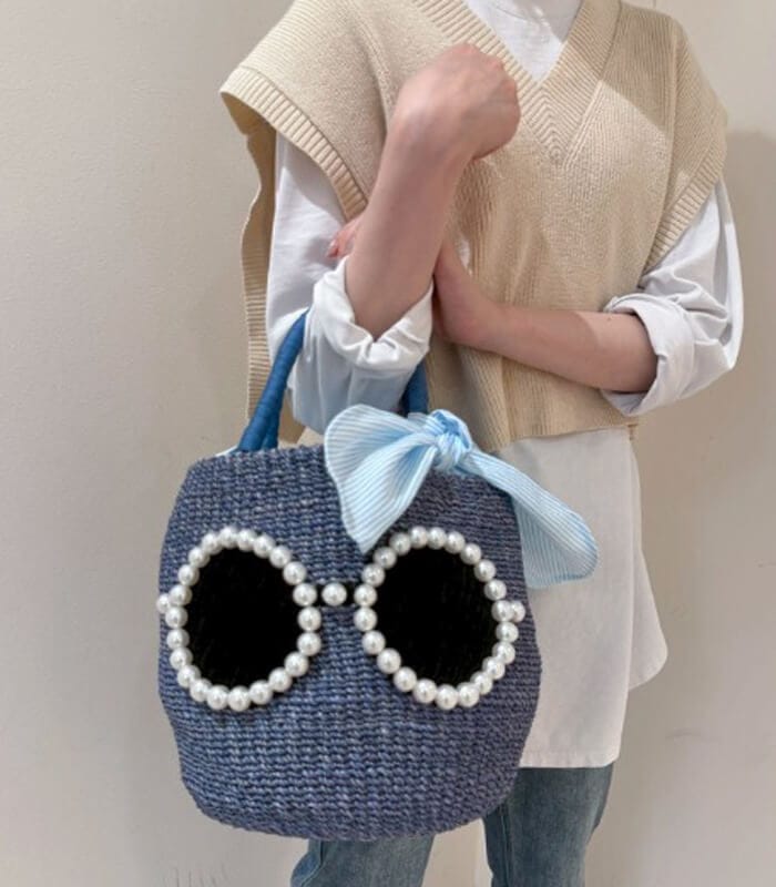 【美品】a jolie（アジョリー）かごバック パールサングラス a-jolie】パールサングラスカラーカゴバッグ(大)SI-2403 | BAG