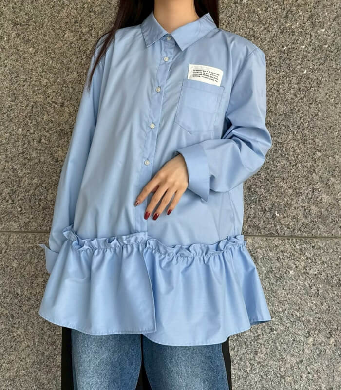 【MICALLE MICALLE】取り外し裾フリルシャツ★MMA115HEA