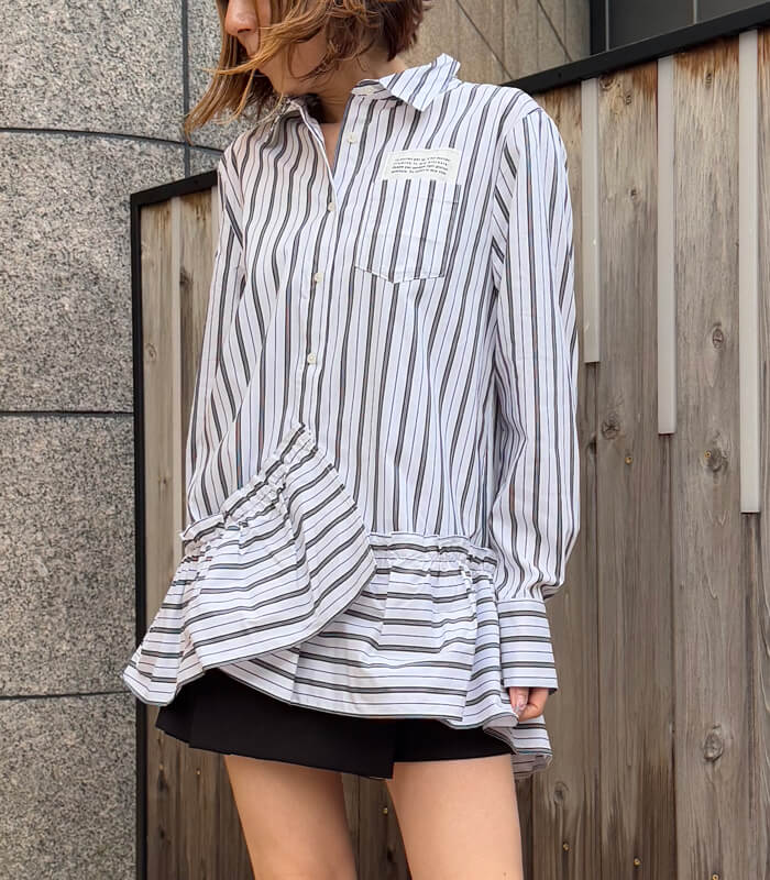 【MICALLE MICALLE】取り外し裾フリルシャツ★MMA115HEA