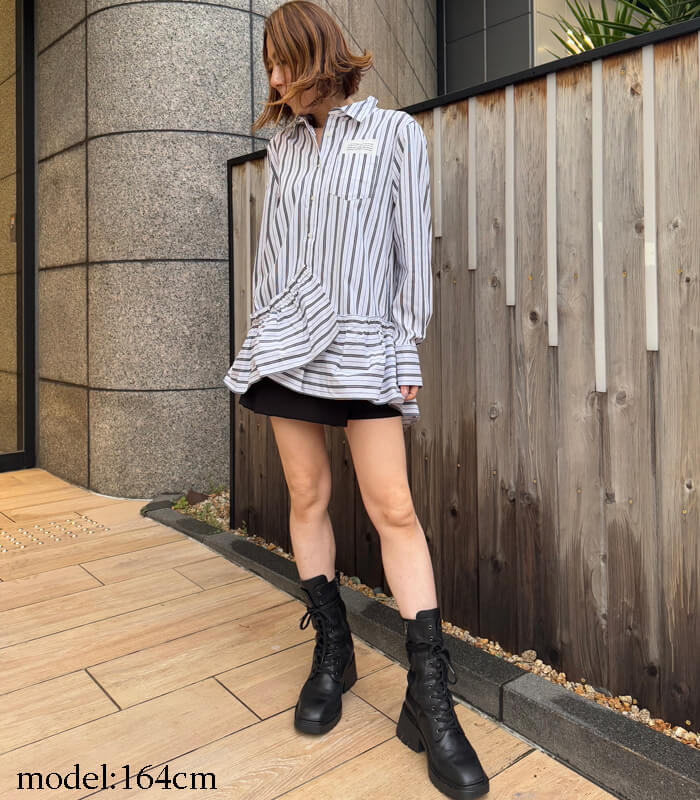 【MICALLE MICALLE】取り外し裾フリルシャツ★MMA115HEA