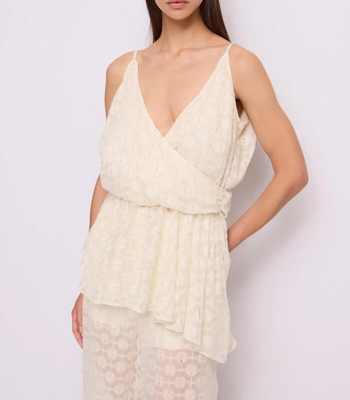 【SALE】【GAUDI】ラメジャガードアシメカシュクールキャミ■IT611FD45023