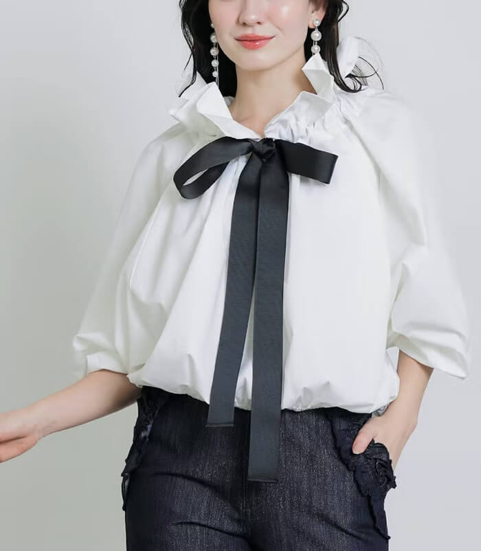 PICCIN】ザビエルビッグカラーグログランリボンブラウス144610 | WEAR