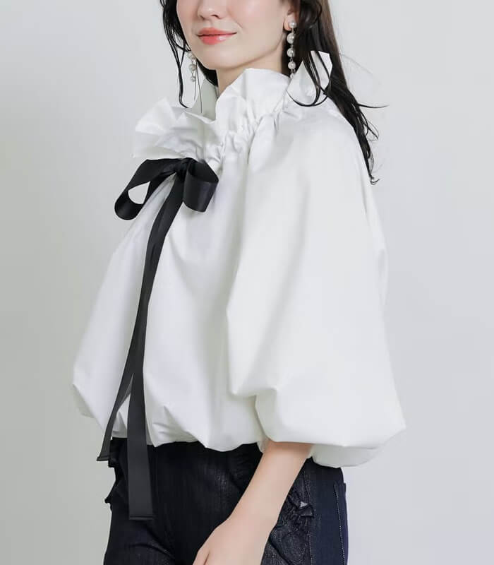 PICCIN】ザビエルビッグカラーグログランリボンブラウス144610 | WEAR