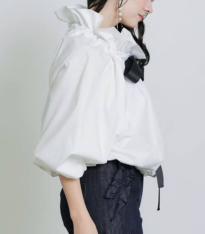 PICCIN】ザビエルビッグカラーグログランリボンブラウス144610 | WEAR