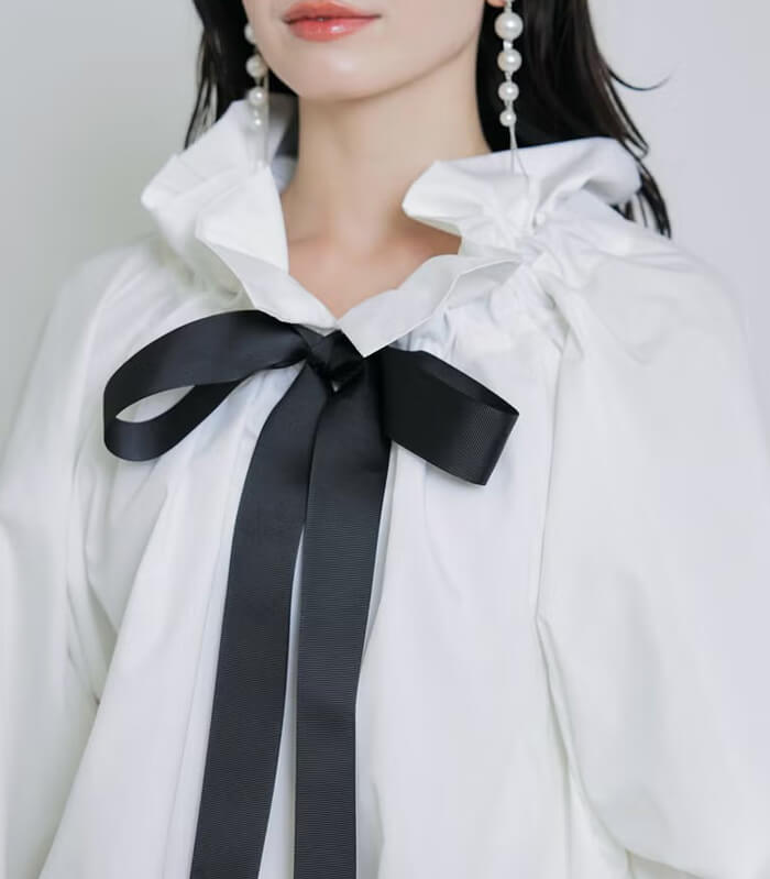 やーこ PICCIN】ザビエルビッグカラーグログランリボンブラウス144610 | WEAR