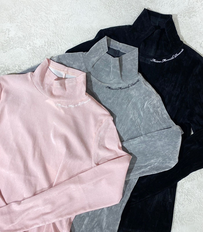 【SALE】【MAISON MAVERICK PRESENTS】文字グラフィックモックネックベロアカットソー●☆MM2428