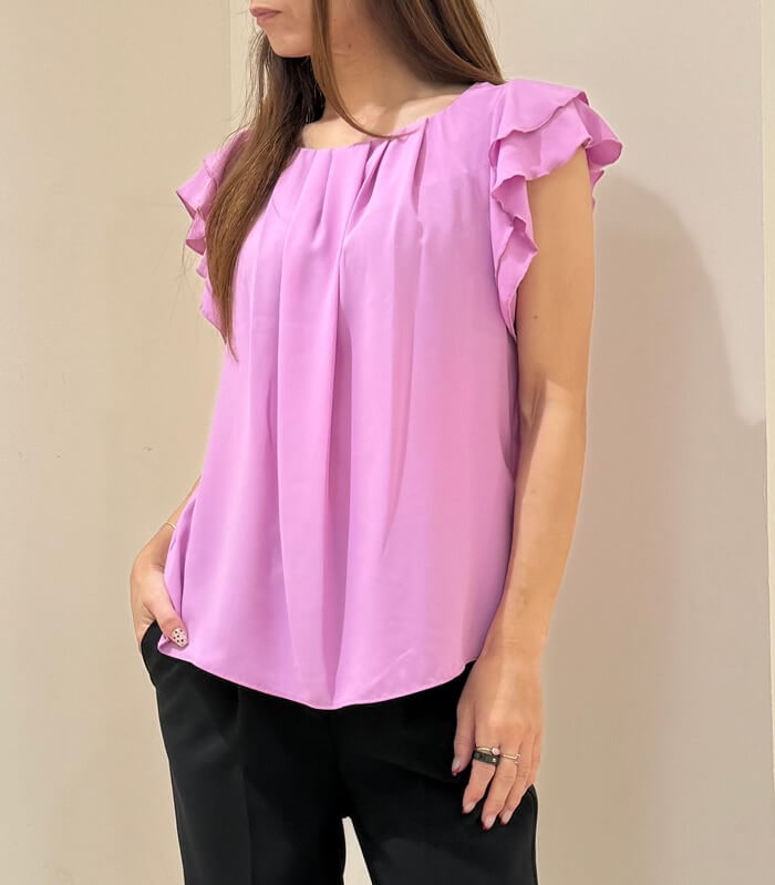 RINASCIMENTO】タックネックフリルブラウスITRIN125674 | WEAR