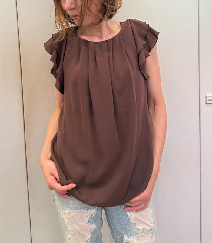 【RINASCIMENTO】タックネックフリルブラウス★☆ITRIN125674