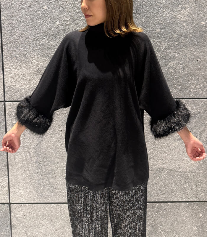 【RINASCIMENTO】ファー袖タートルネックプルオーバー★☆ITRIN12388