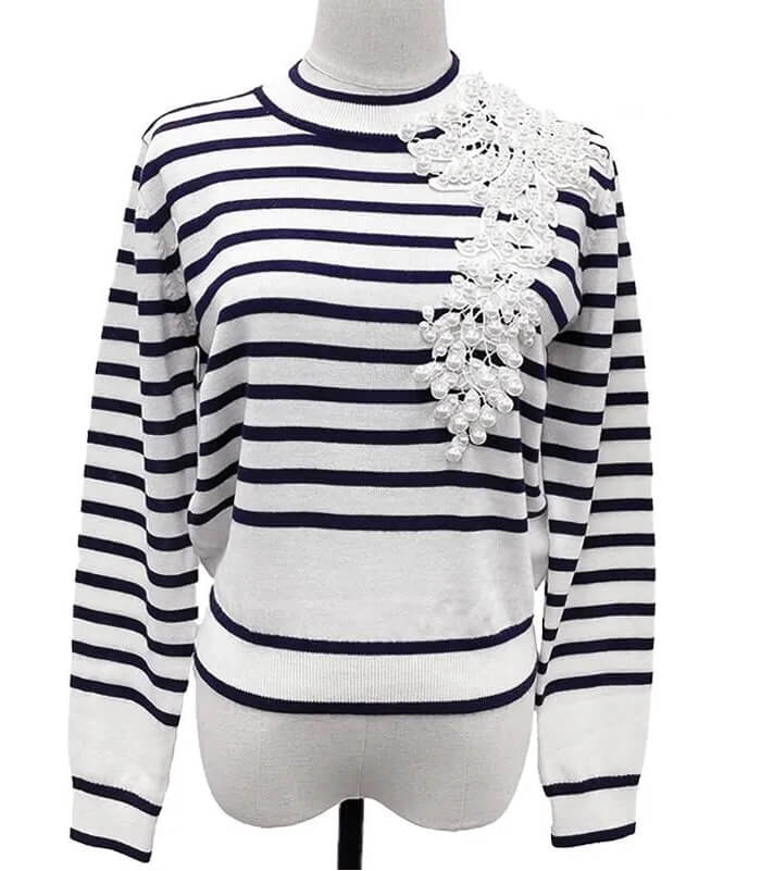 【Adonisis】パール刺繍ボーダーニット★250406