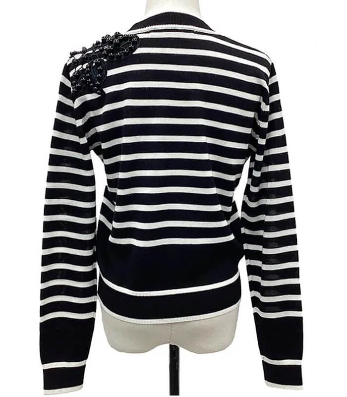 【Adonisis】パール刺繍ボーダーニット★250406