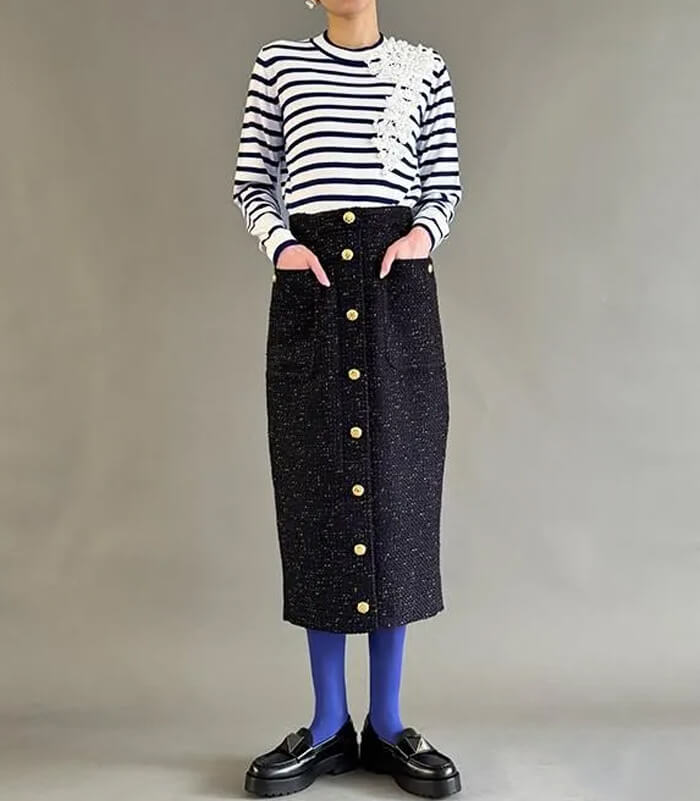 【Adonisis】パール刺繍ボーダーニット★250406