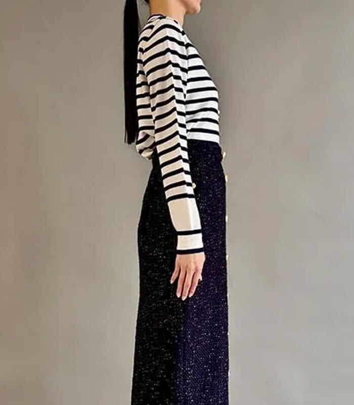 【Adonisis】パール刺繍ボーダーニット★250406