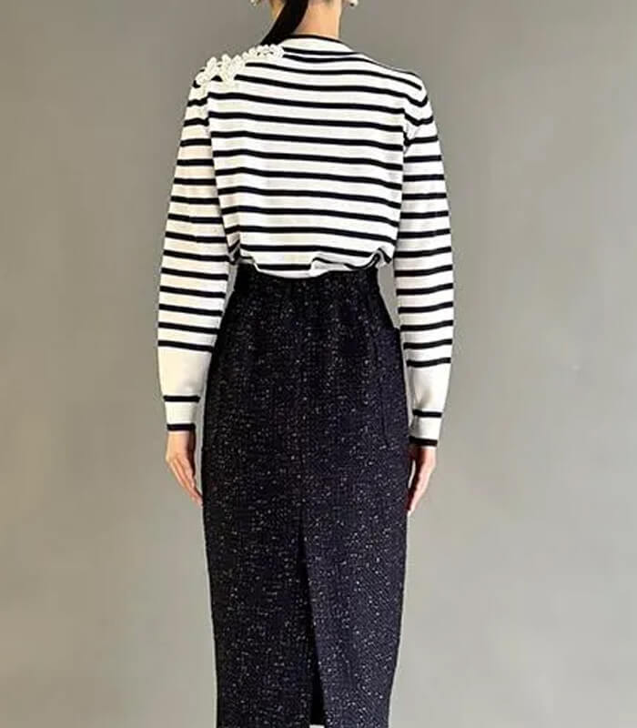 【Adonisis】パール刺繍ボーダーニット★250406